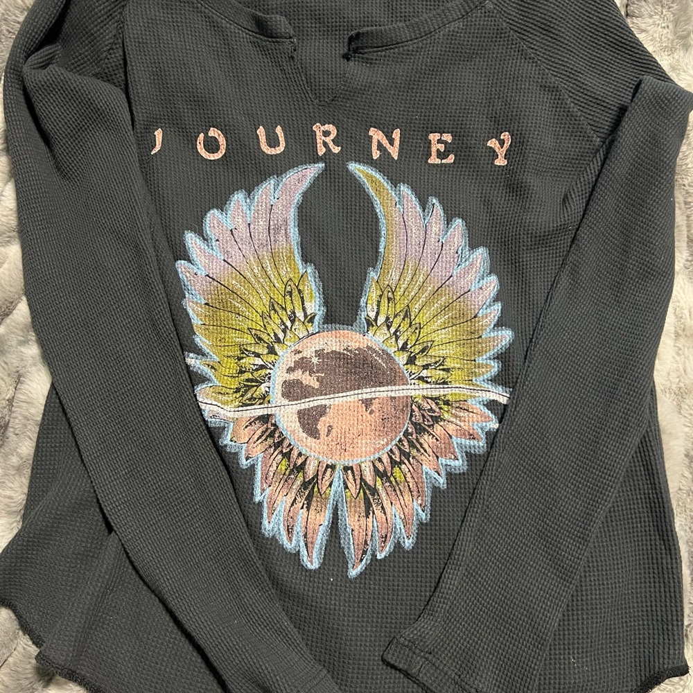 Graphic Long Sleeve Top - Black